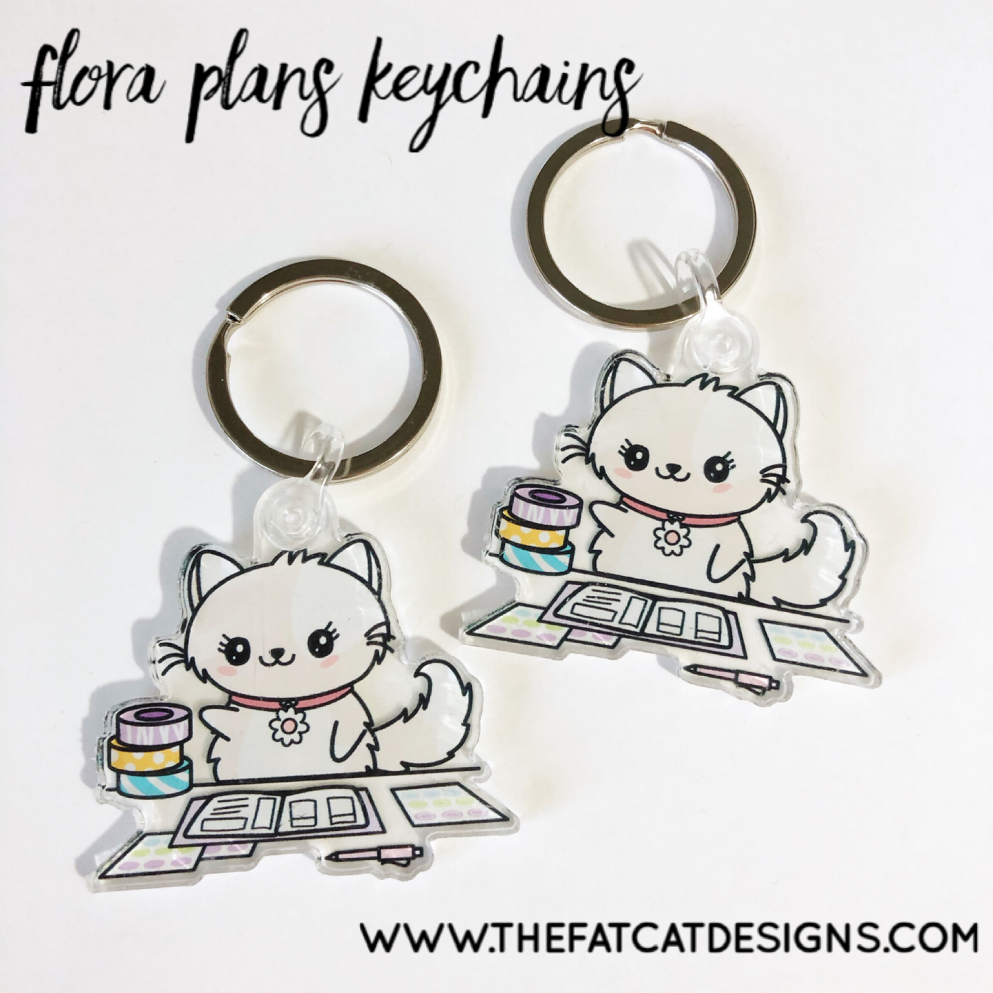 Flora the Cat Acrylic Charm Keychain