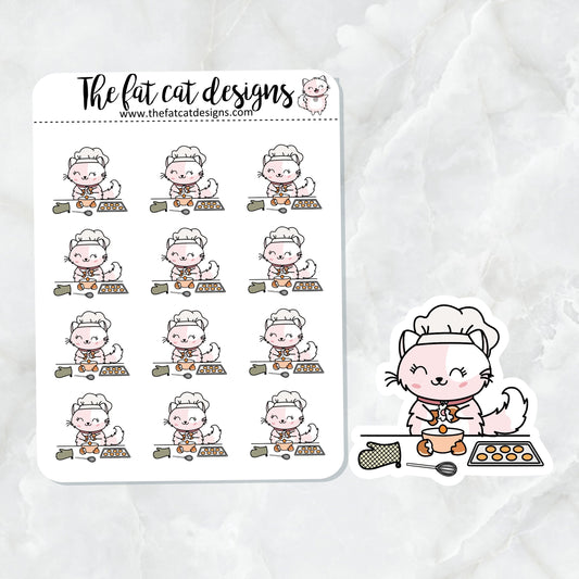 Flora Loves to Bake Exclusive Cat Die Cut Sticker Sheet