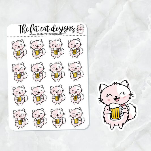Flora loves Beer Exclusive Cat Die Cut Sticker Sheet