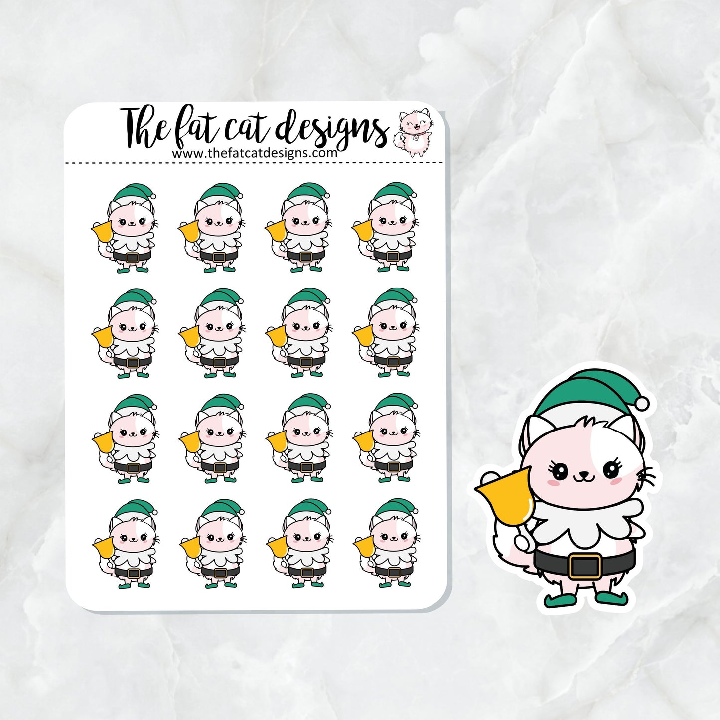 Flora Holiday Elf Exclusive Cat Die Cut Sticker Sheet