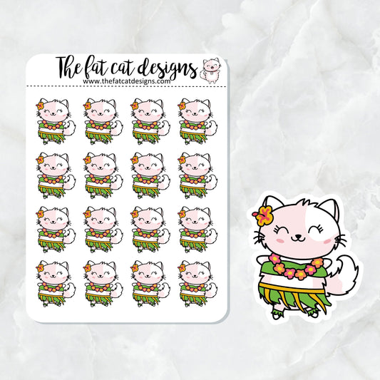 Flora loves to Hula Dance Exclusive Cat Die Cut Sticker Sheet