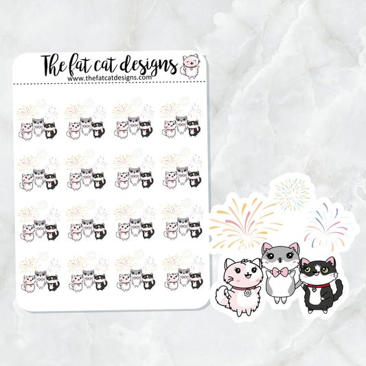 Flora Lily and Bud 4th of July Fireworks Celebration Die Cut and Sticker Sheet Set
