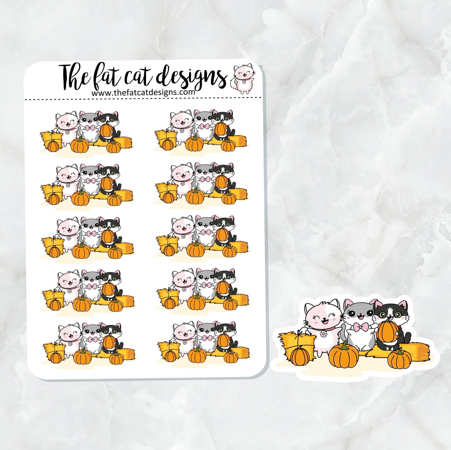 Flora Lily and Bud Fall Haystack Pumpkin Patch Die Cut and Sticker Sheet Set