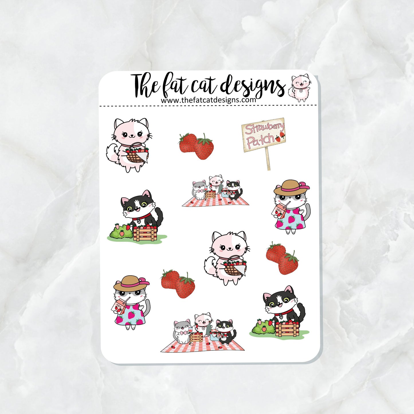 Flora Lily and Bud Strawberry Patch Variety Mini Sheet Exclusive Cat Planner Stickers