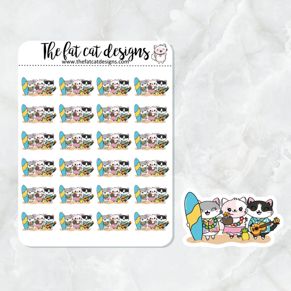 Flora Lily and Bud Tropical Vacation Exclusive Cat Die Cut Sticker Sheet