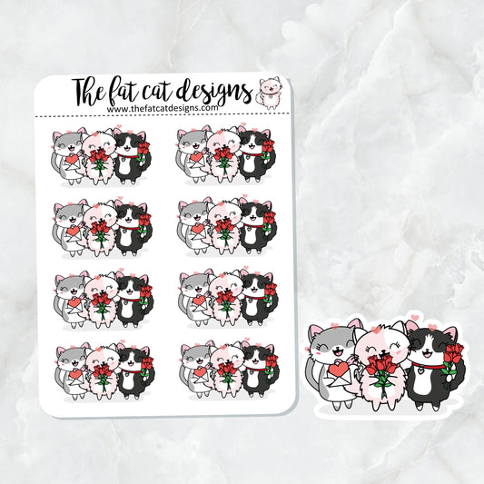 Flora Lily and Bud Valentine's Day Exclusive Cat Die Cut Sticker Sheet
