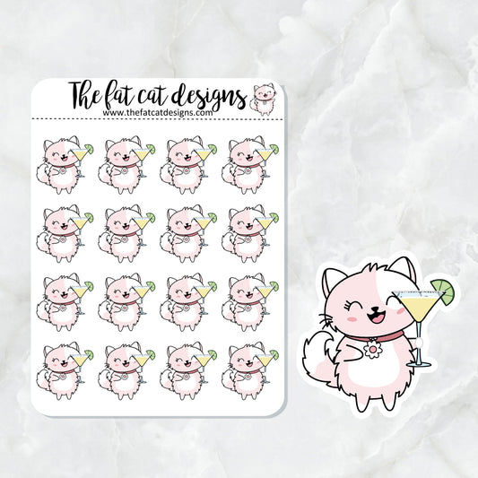 Flora loves Margaritas Exclusive Cat Die Cut Sticker Sheet