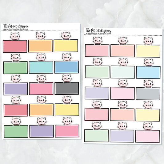 Flora Cat Functional Half Boxes Planner Stickers