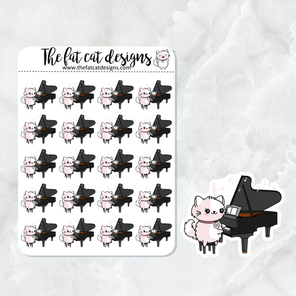 Flora Plays Piano Exclusive Cat Die Cut Sticker Sheet