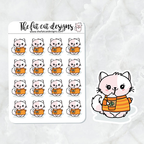 Flora loves Pumpkin Spice Latte Die Cut and Sticker Sheet Set