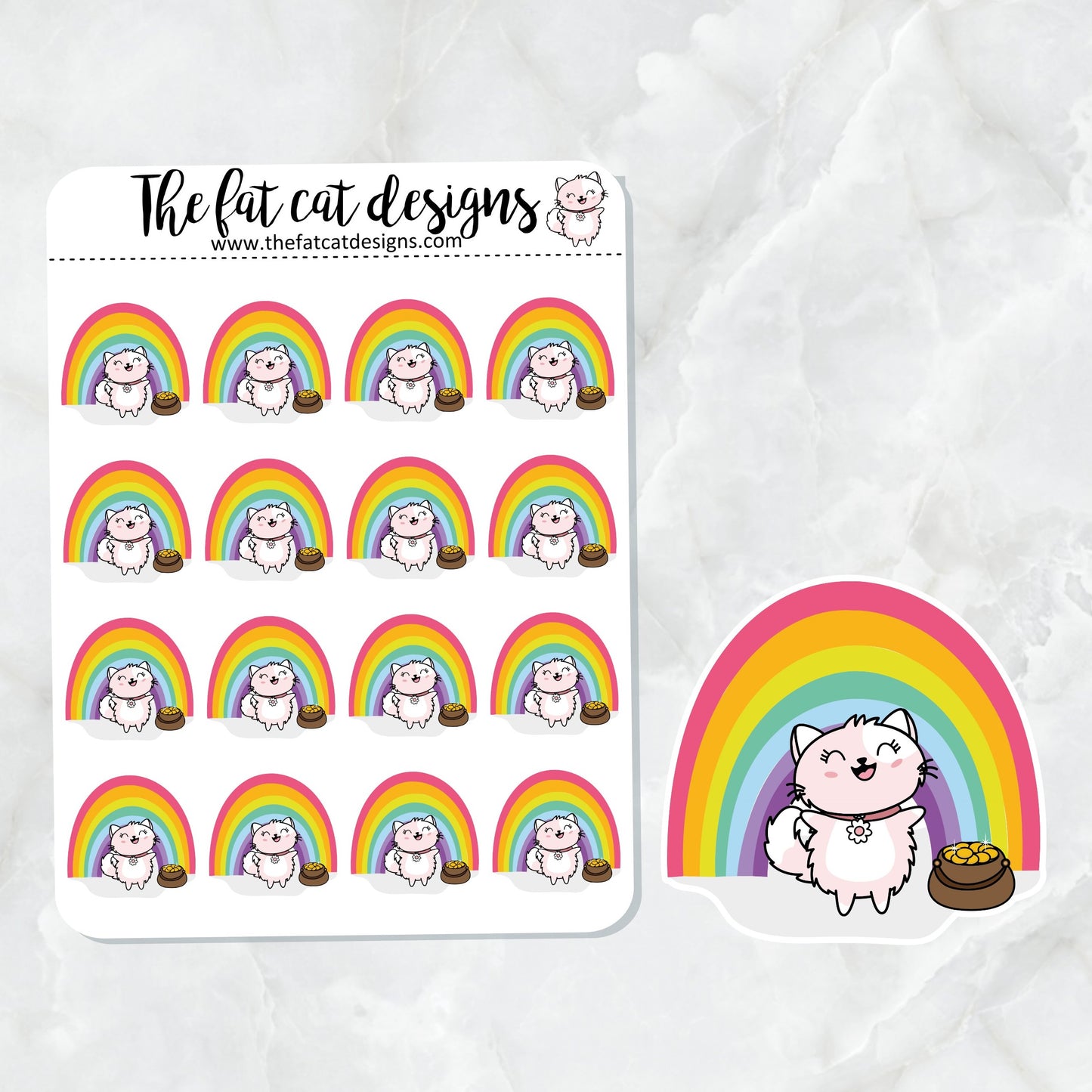 Flora St. Patrick's Day Rainbow Exclusive Cat Die Cut Sticker Sheet