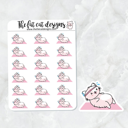 Flora loves to workout sit ups Exclusive Cat Die Cut Sticker Sheet