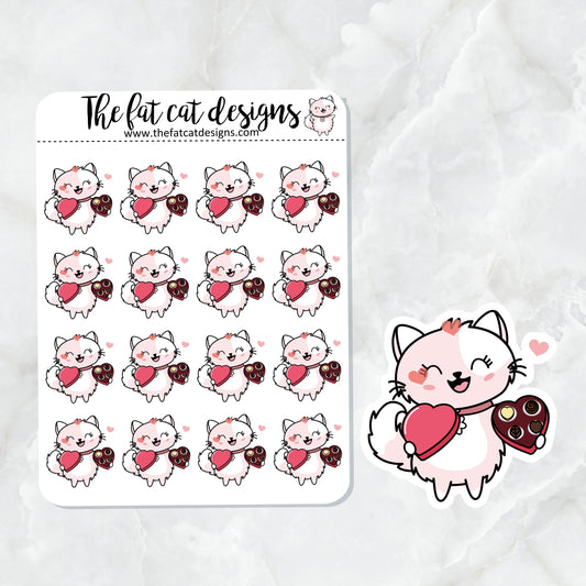 Flora Loves Valentine's Chocolate Candy Exclusive Cat Die Cut Sticker Sheet
