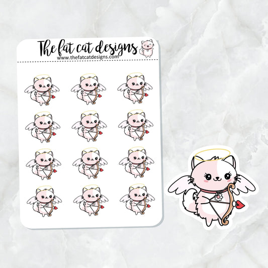 Flora Valentine's Cupid Exclusive Cat Die Cut Sticker Sheet