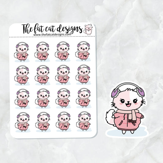 Flora Bundles Up for Winter Exclusive Cat Die Cut Sticker Sheet