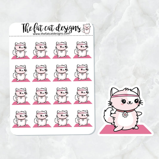 Flora loves Yoga Exclusive Cat Die Cut Sticker Sheet
