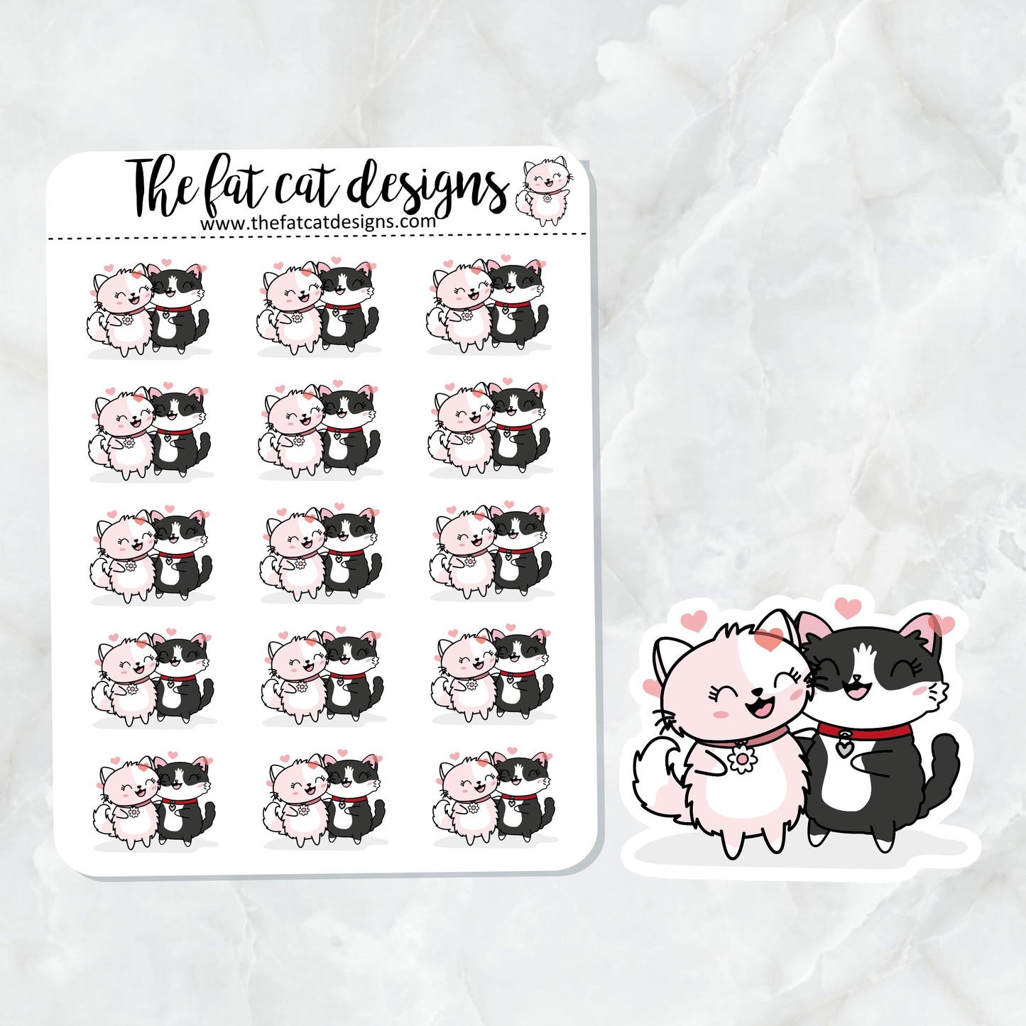 Flora and Bud Love Hugs Exclusive Cat Die Cut Sticker Sheet