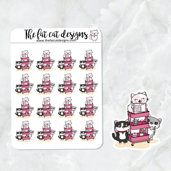 Flora Lily and Bud Cat Planner Cart Exclusive Die Cut Sticker Sheet