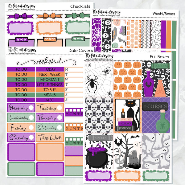 Halloween Curses Spells and Potions Planner Stickers Standard Weekly Kit