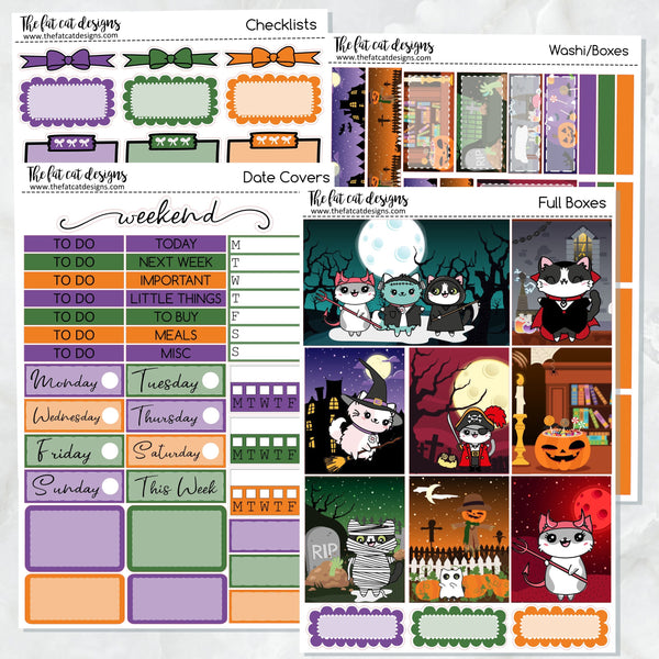 Halloween Night with Flora Lily and Bud Planner Stickers Standard Weekly Kit