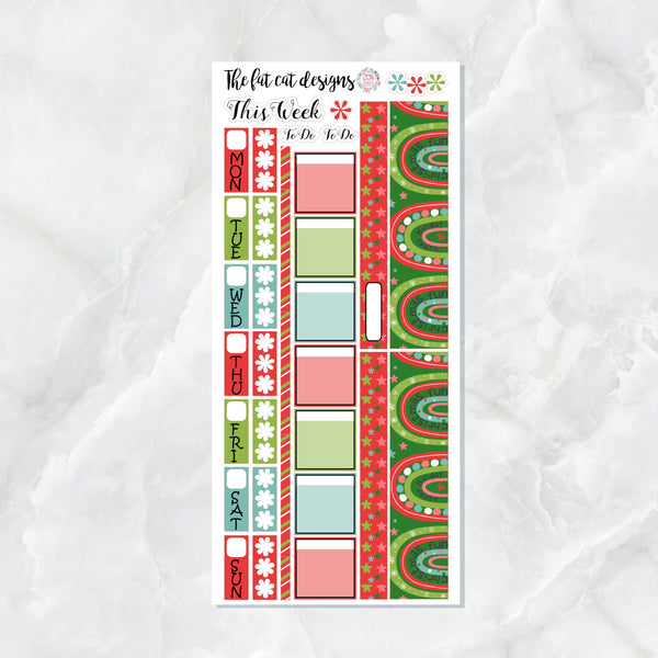 Festive Christmas Rainbows Planner Stickers for the Hobonichi Weeks