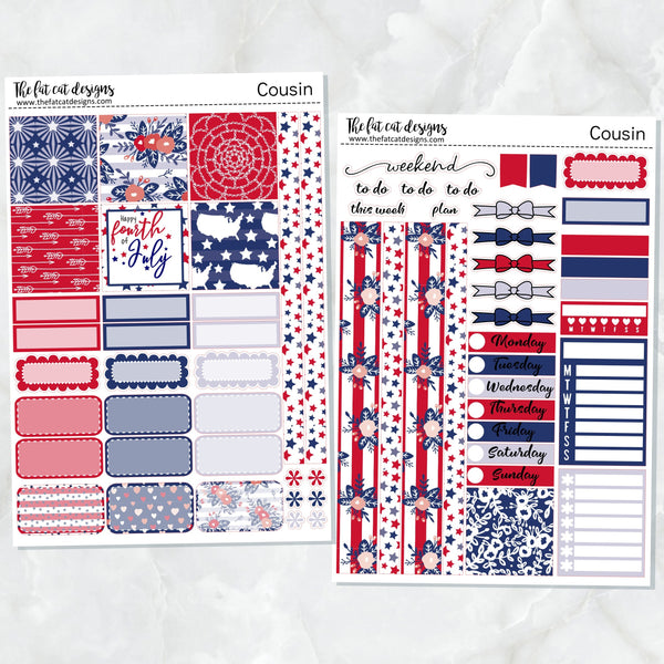 4th of July Independence Day Patriotic Planner Stickers Hobonichi Cousin