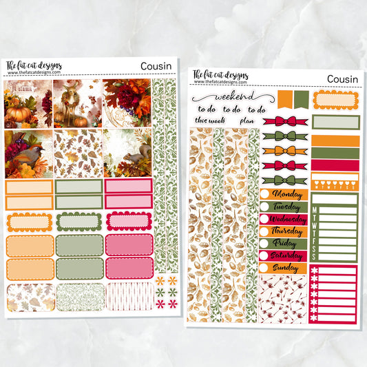 Autumn Colors Weekly Planner Sticker Kit for the Hobonichi Cousin