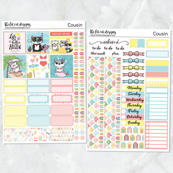 Beach Days Summer Vacation Planner Stickers Hobonichi Cousin