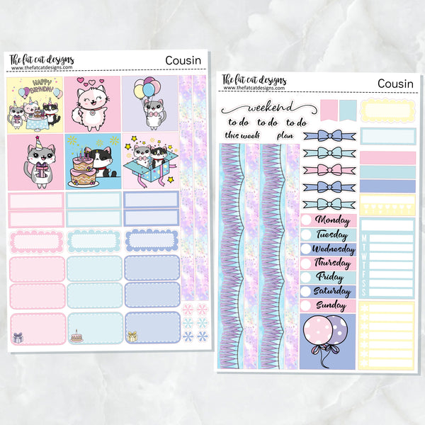 Flora's Birthday Bash Celebration Planner Stickers Hobonichi Cousin