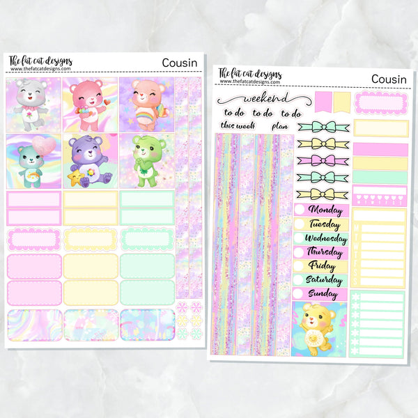 Care Bears Planner Stickers for the Hobonichi Cousin