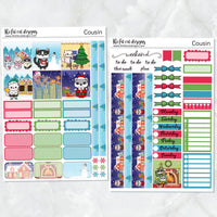 Meowy Merry Christmas with Flora, Lily and Bud Weekly Planner Sticker Kit for the Hobonichi Cousin