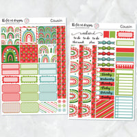 Festive Christmas Rainbows Planner Stickers for the Hobonichi Cousin