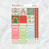 Festive Christmas Rainbows Planner Stickers for the Hobonichi Cousin