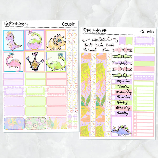 Cute Dinosaurs Weekly Planner Sticker Kit for the Hobonichi Cousin