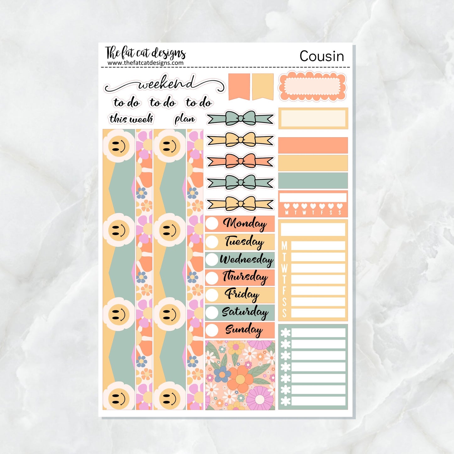 Groovy Days Weekly Planner Sticker Kit for the Hobonichi Cousin