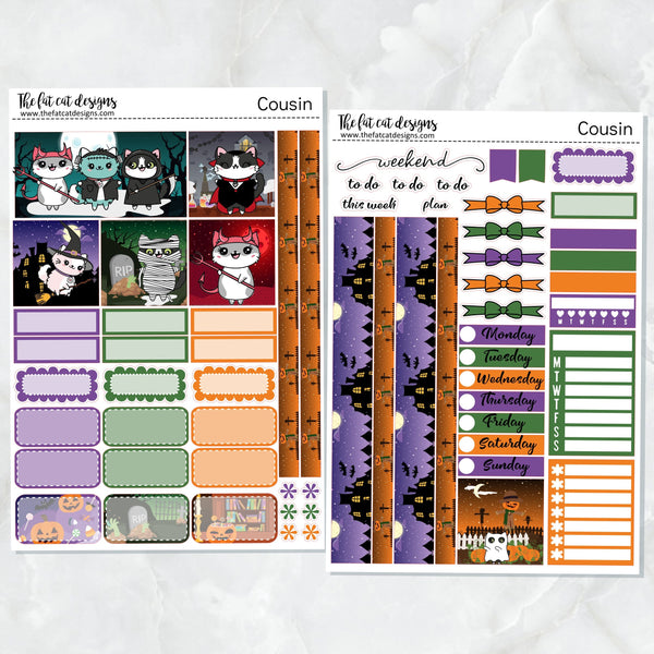 Halloween Night with Flora Lily and Bud Planner Stickers Hobonichi Cousin