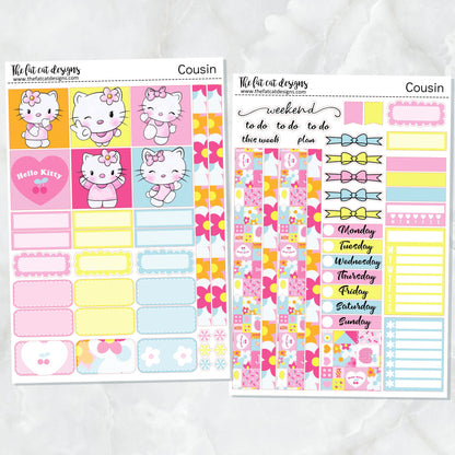 Hello Kitty Weekly Planner Sticker Kit for the Hobonichi Cousin