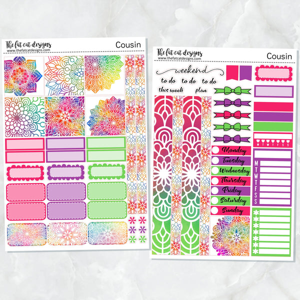 Mandala Rainbows Planner Stickers Hobonichi Cousin