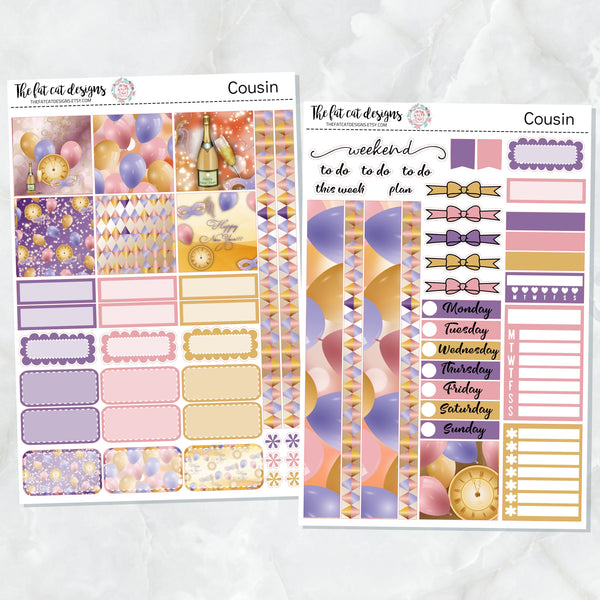 Happy New Year Planner Stickers for the Hobonichi Cousin