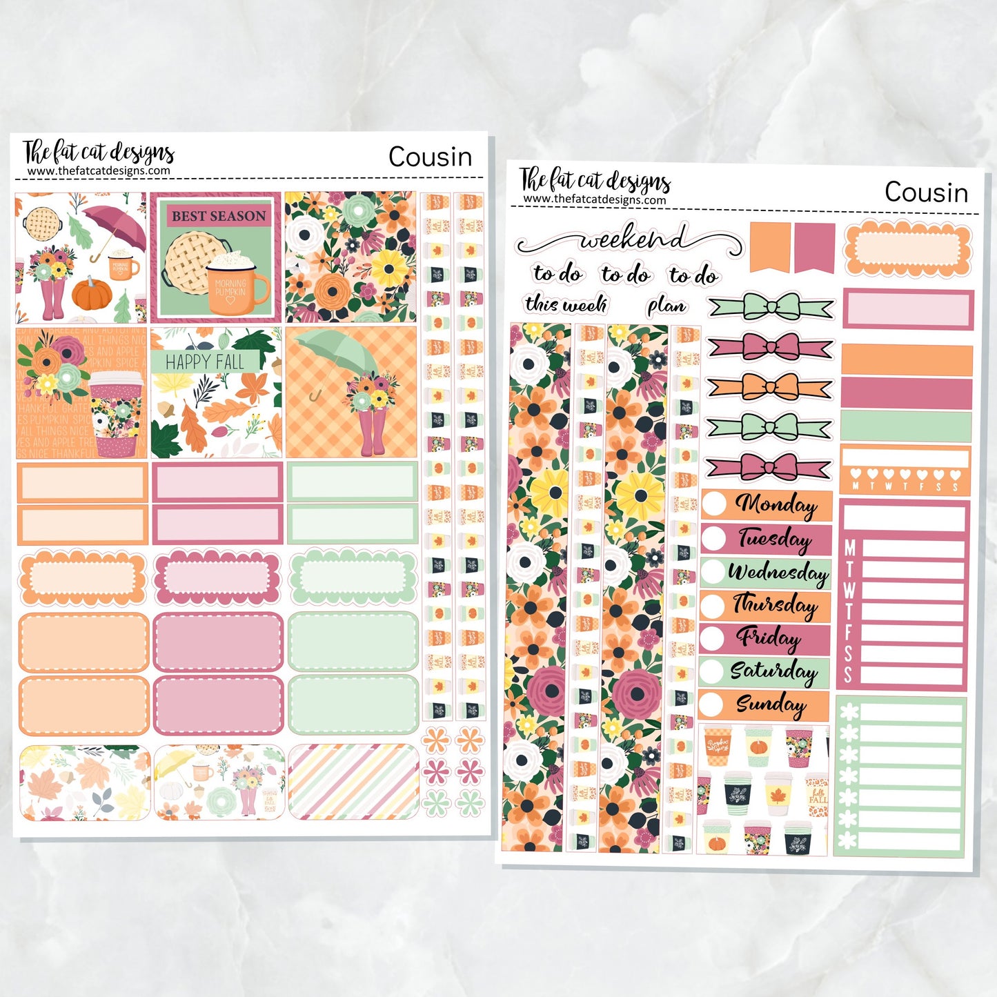 Pumpkin Spice Fall Planner Stickers Hobonichi Cousin