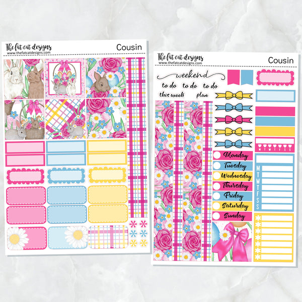 Spring Bunnies Planner Stickers for the Hobonichi Cousin