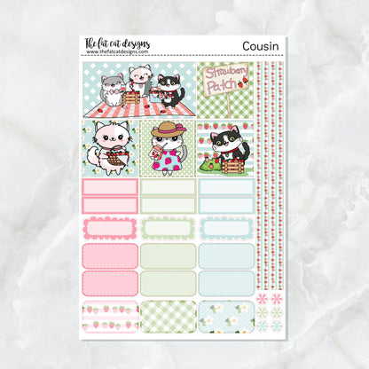 Flora Lily and Bud at the Strawberry Patch Weekly Planner Sticker Kit for the Hobonichi Cousin