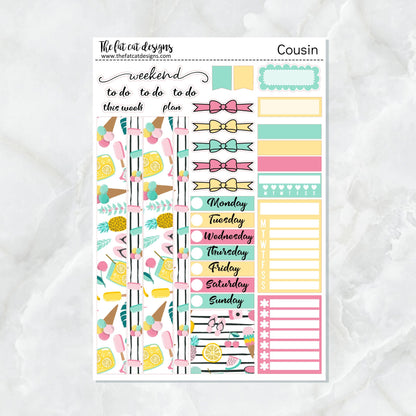 Summer Fun with Flora, Lily and Bud Planner Stickers Hobonichi Cousin