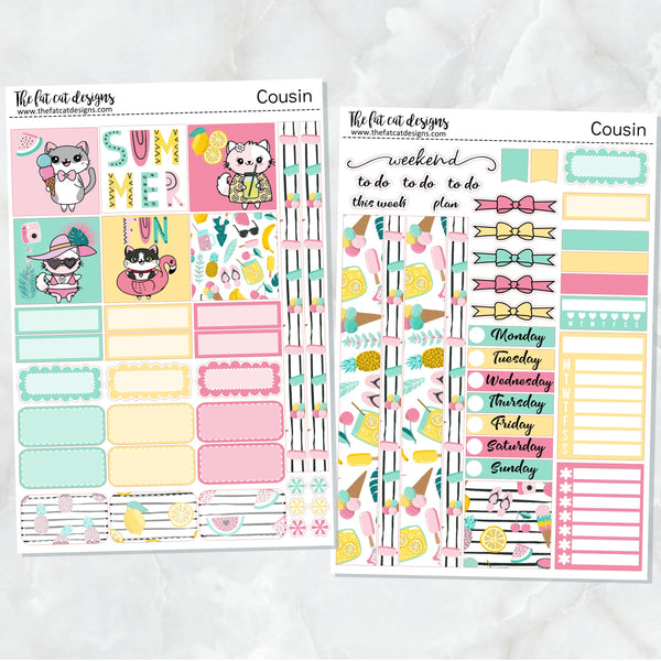 Summer Fun with Flora, Lily and Bud Planner Stickers Hobonichi Cousin