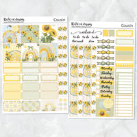 Sunflower Rainbows Planner Stickers Hobonichi Cousin