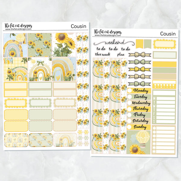 Sunflower Rainbows Planner Stickers Hobonichi Cousin