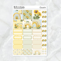 Sunflower Rainbows Planner Stickers Hobonichi Cousin