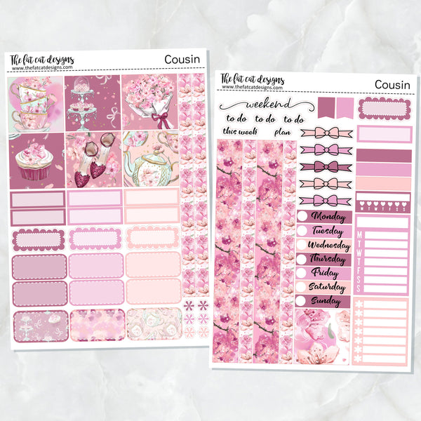 Spring Tea Party Planner Stickers for the Hobonichi Cousin