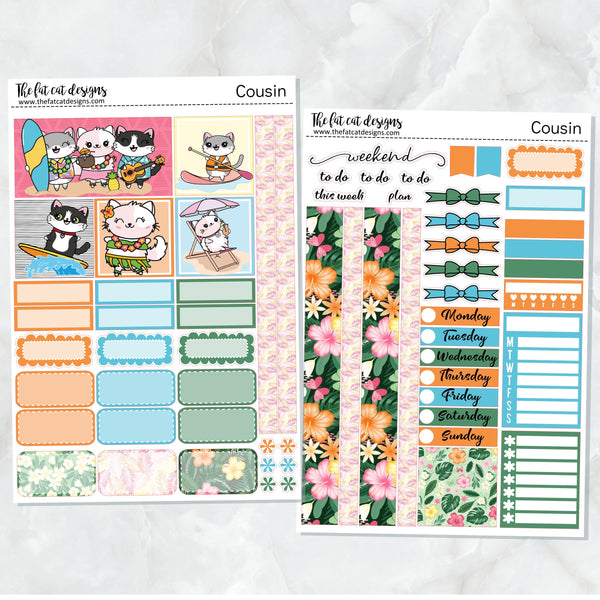 Tropical Vacation Weekly Planner Sticker Kit for the Hobonichi Cousin
