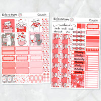 Valentine Kitties Planner Stickers for the Hobonichi Cousin